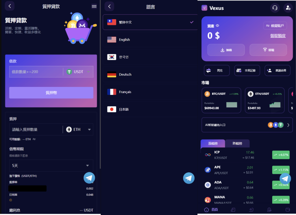 图片[1]-Vexus 多语言虚拟货币交易所/模拟账户+现货交易+永续合约+交割合约+基金理财+锁仓挖矿+质押贷款+闪兑-优选源码