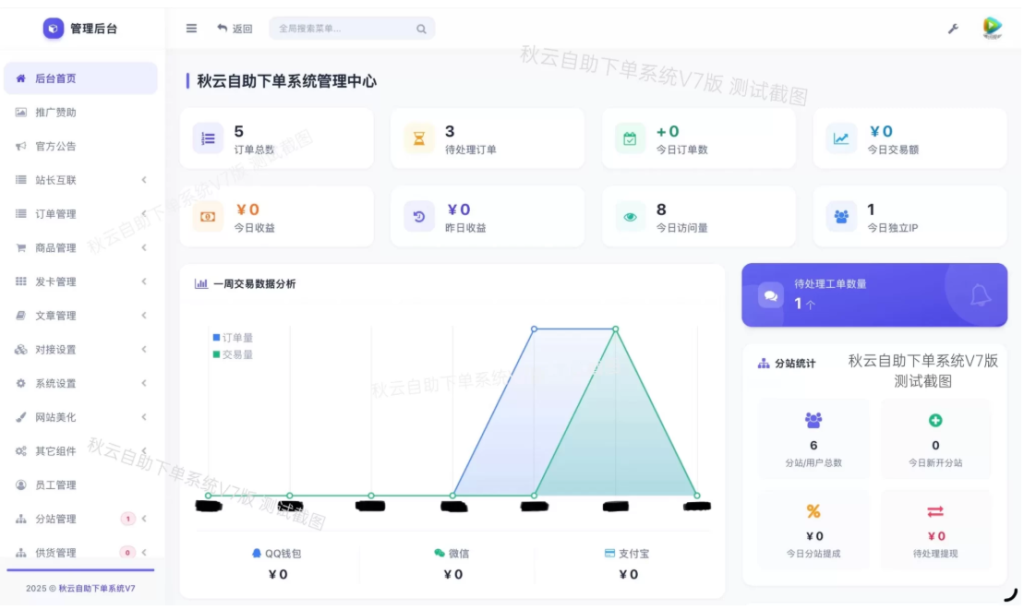 图片[1]-秋云自助下单系统源码V7版 彩虹云商城二开重构美化版-优选源码